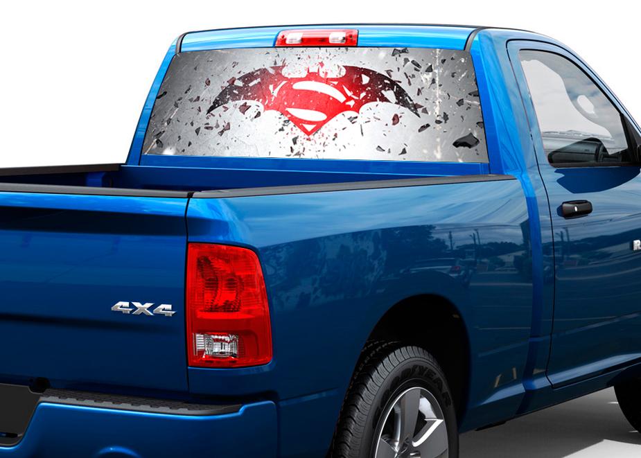 Batman vs Superman Art Rear Window Decal Sticker Pick-up Truck SUV Car