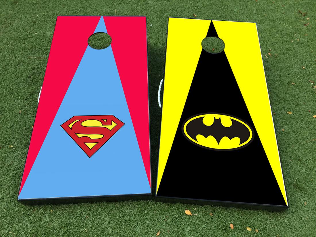 batman vs. superman DC Comics Cornhole Board Game Decal VINYL WRAPS with LAMINATED