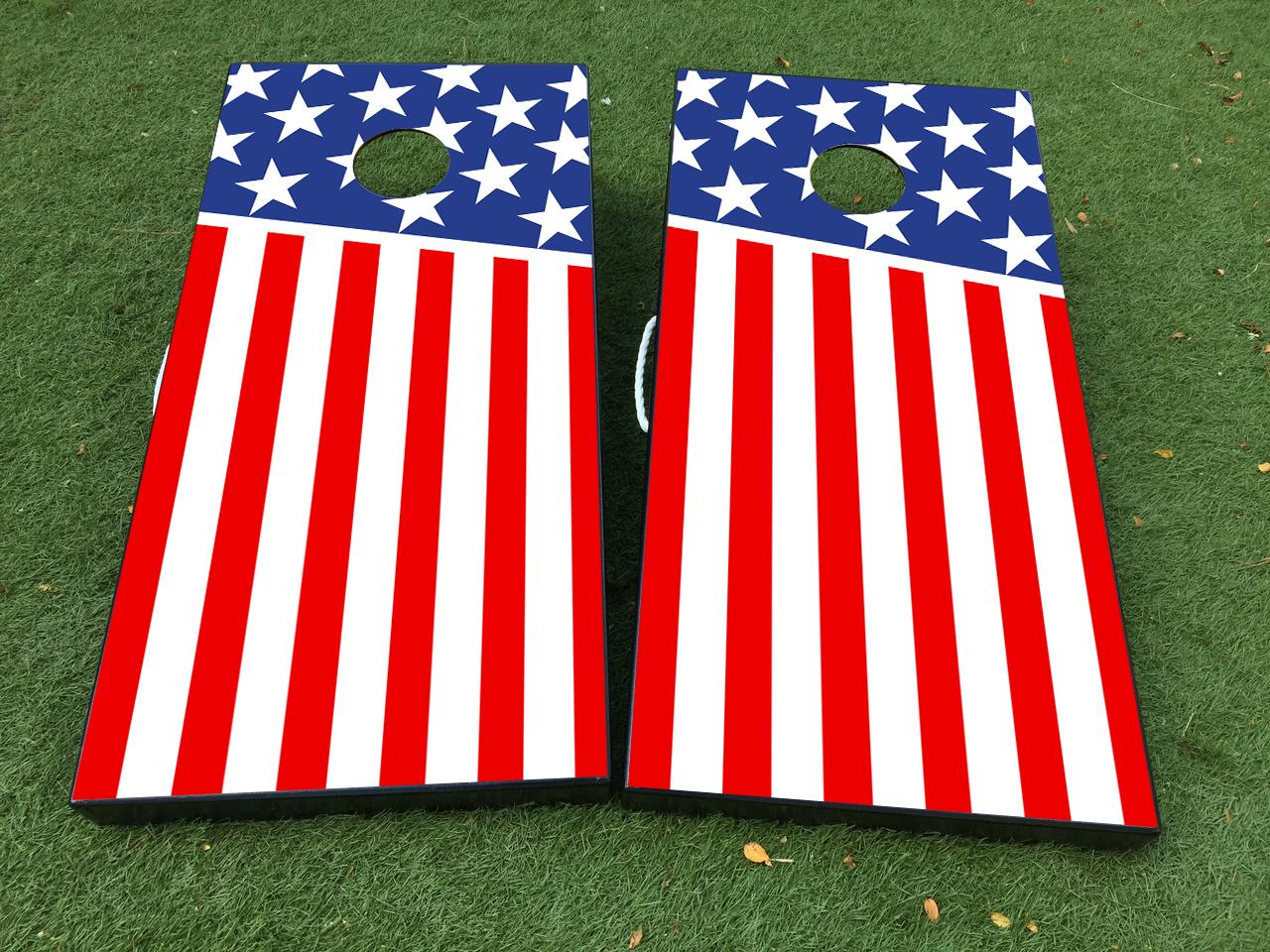 American Flag USA Cornhole Board Game Decal VINYL WRAPS with LAMINATED