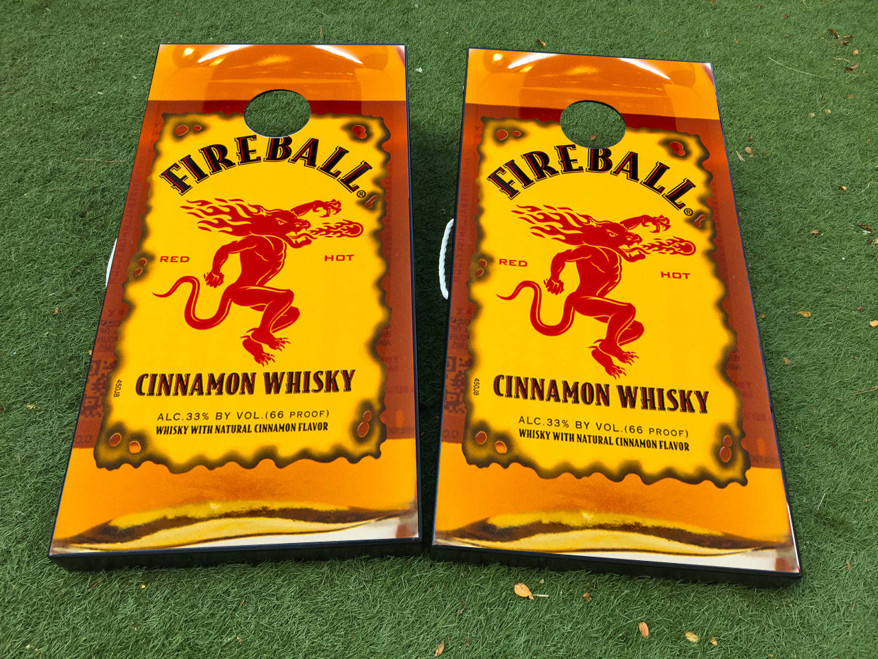 Fireball Cinnamon Whisky Cornhole Board Game Decal VINYL WRAPS with LAMINATED